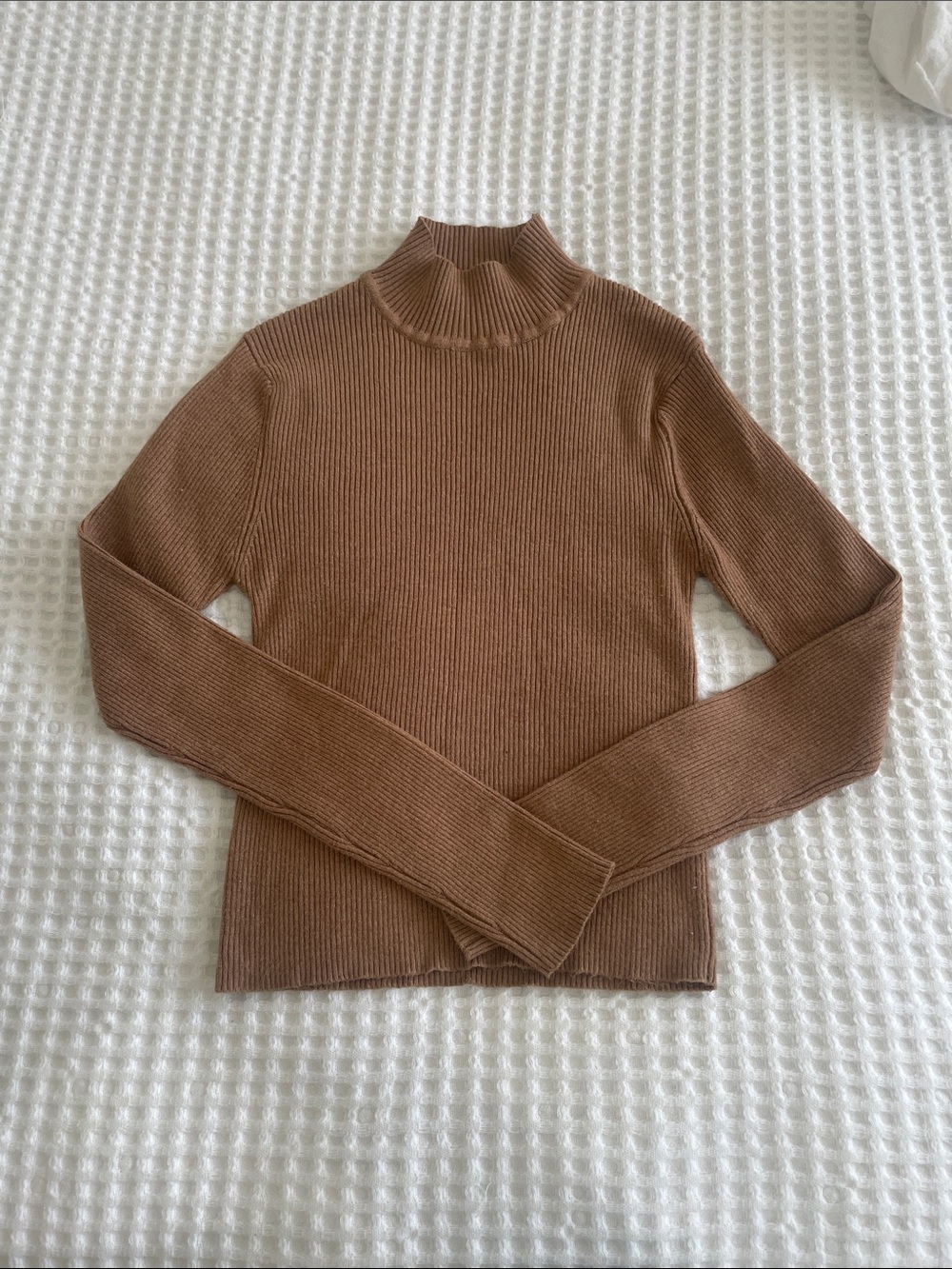 Pull&Bear Slim Ribbed Turtleneck Sweater - Camel